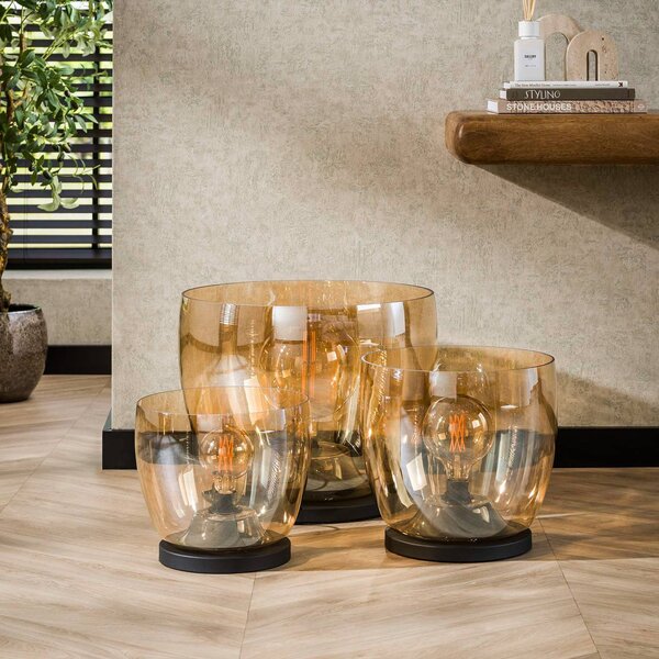 ZIJLSTRA Lampa stołowa Kopje, kremowy / amber, salon / jadalnia, szkło, nowoczesny