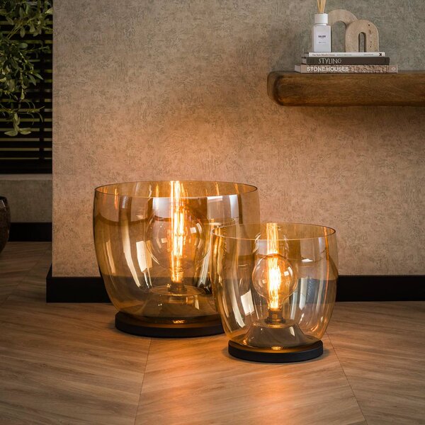 ZIJLSTRA Lampa stołowa Kopje, kremowy / amber, salon / jadalnia, szkło, nowoczesny