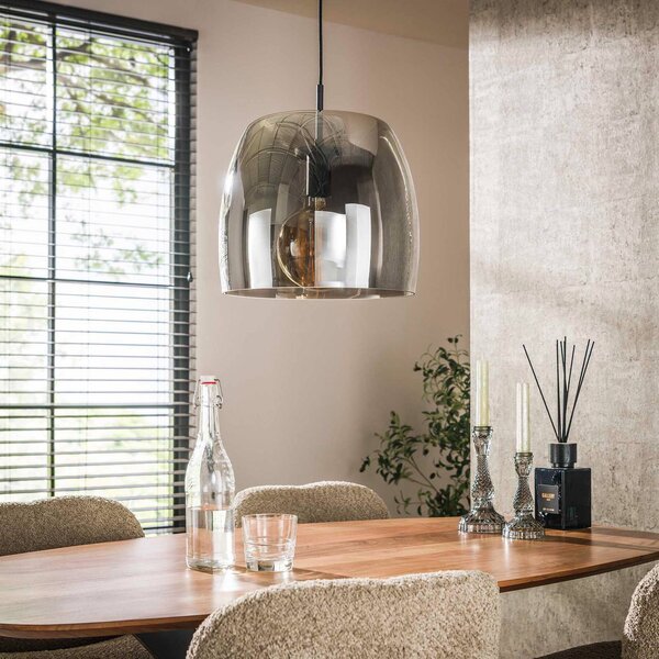 ZIJLSTRA Lampa wisząca szklana Philippa, możliwość ściemniania, aluminiowy / szary / cynkowy, salon / jadalnia, szkło, nowoczesny