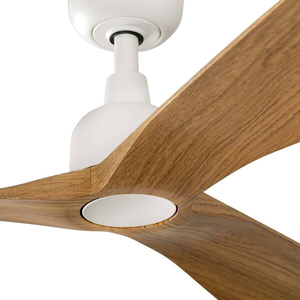 FARO BARCELONA Wentylator sufitowy Outwood, brązowy, DC, cichy, Ø 150 cm, IP44 Outwood, jasne drewno, salon / jadalnia, tworzywo sztuczne, dworkowy / rustykalny