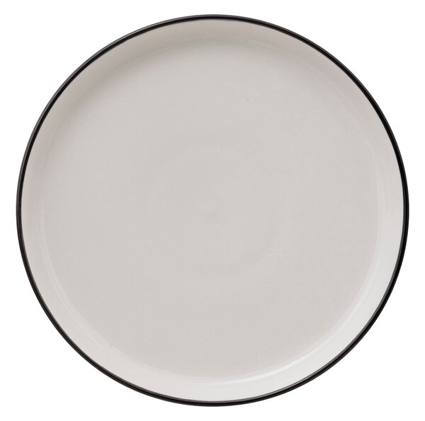 Talerze deserowe porcelanowe ALIX, czarna obwódka, 6 sztuk x Ø 20 cm