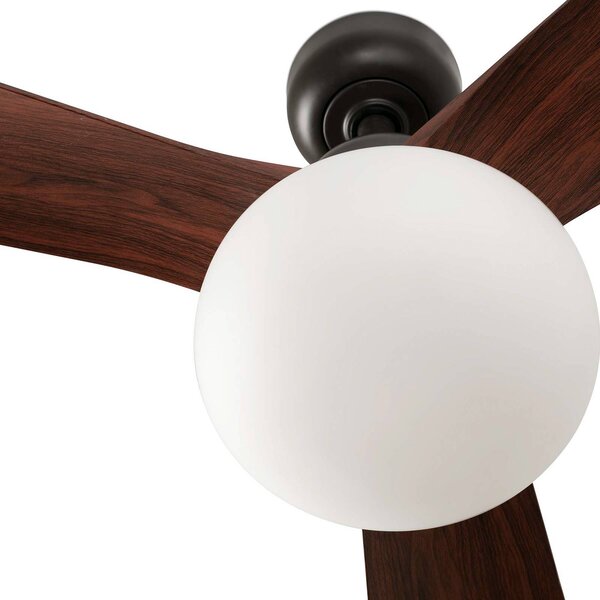 FARO BARCELONA Wentylator sufitowy z lampką Outwood, brązowy, DC, cichy, Ø150cm możliwość ściemniania, czarny, salon / jadalnia, tworzywo sztuczne, nowoczesny