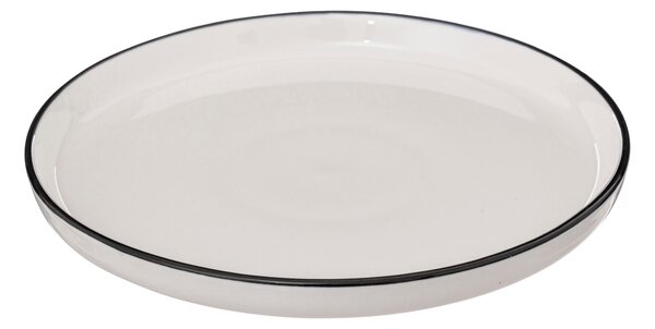 Talerze deserowe porcelanowe ALIX, czarna obwódka, 6 sztuk x Ø 20 cm