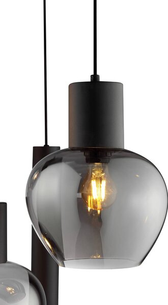 Brilliant Lampa wisząca Ligari, aluminiowy / szary / cynkowy, salon / jadalnia, szkło