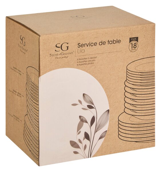 Porcelanowa zastawa dla 6 osób LILA, 18 elementów