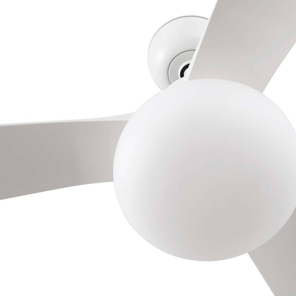 FARO BARCELONA Wentylator sufitowy z lampą Outwood, biały, DC, cichy, Ø150cm możliwość ściemniania, salon / jadalnia, tworzywo sztuczne, nowoczesny