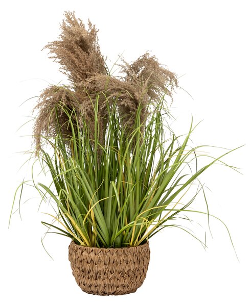 Sztuczna trawa MAXIME w doniczce z plecionki, 80 cm
