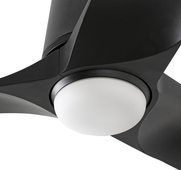 FARO BARCELONA Wentylator sufitowy LED Hey, czarny, DC, cichy, Ø 90 cm, CCT możliwość ściemniania, czarny, salon / jadalnia, tworzywo sztuczne, nowoczesny