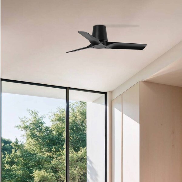 FARO BARCELONA Wentylator sufitowy Hey S, czarny, silnik DC, cichy, Ø 90 cm S, czarny, salon / jadalnia, tworzywo sztuczne, nowoczesny