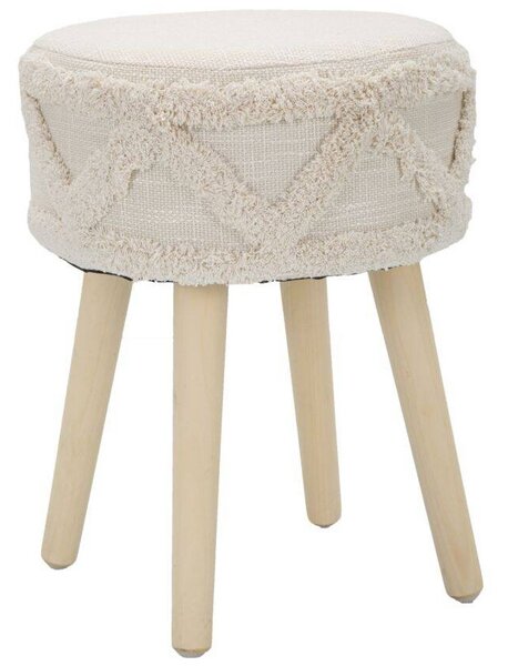 Taboret w stylu boho, drewniane nogi, Ø 32 cm
