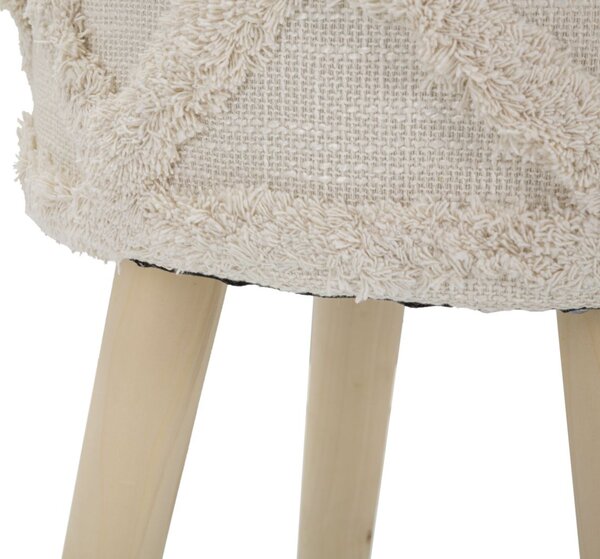 Taboret w stylu boho, drewniane nogi, Ø 32 cm