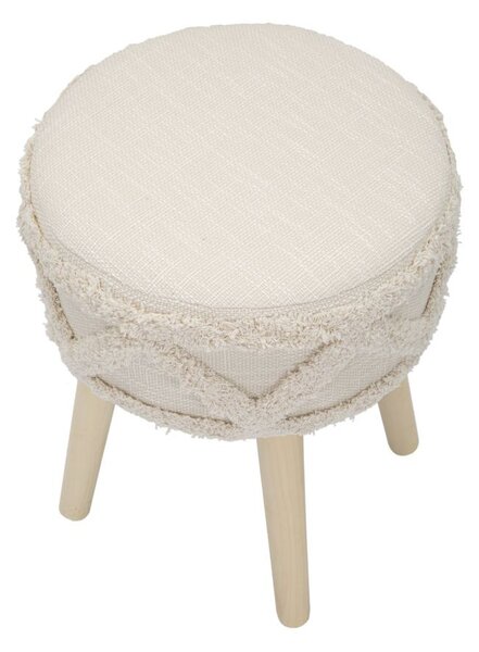 Taboret w stylu boho, drewniane nogi, Ø 32 cm