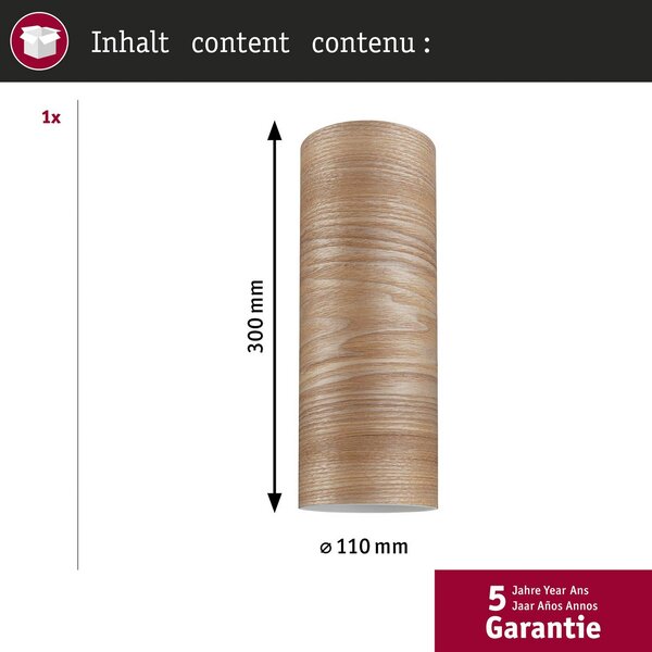 Paulmann URail Klosz Vitus 2Easy, drewno, Ø 11 cm 2Easy, jasne drewno, salon / jadalnia, drewno, nowoczesny