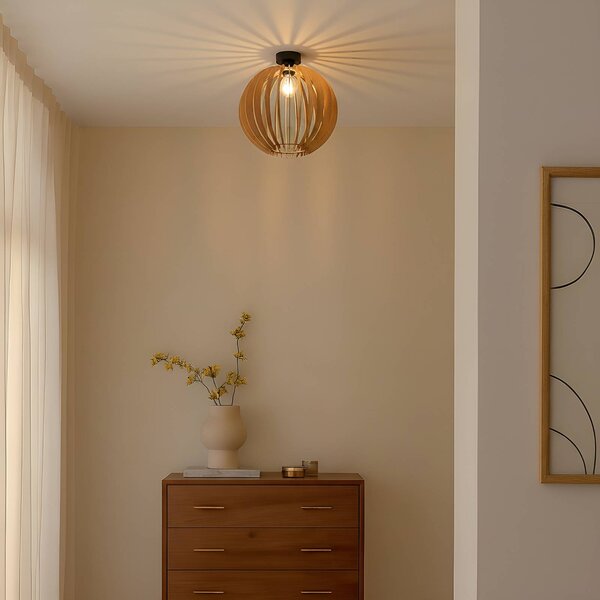 Lampa sufitowa Clay MCJ, możliwość ściemniania, jasne drewno, salon / jadalnia, drewno, skandynawski