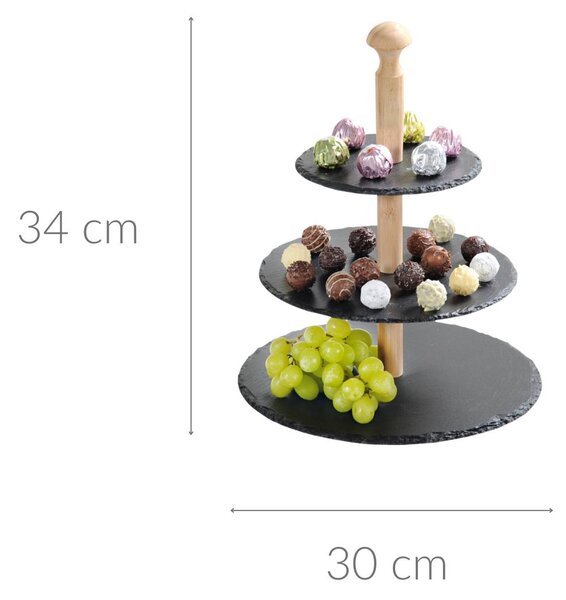 Patera 3-poziomowa, łupek kamienny, Kesper