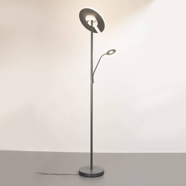 FISCHER & HONSEL Lampa stojąca LED Dent, możliwość ściemniania, aluminiowy / szary / cynkowy, salon / jadalnia, metal, nowoczesny