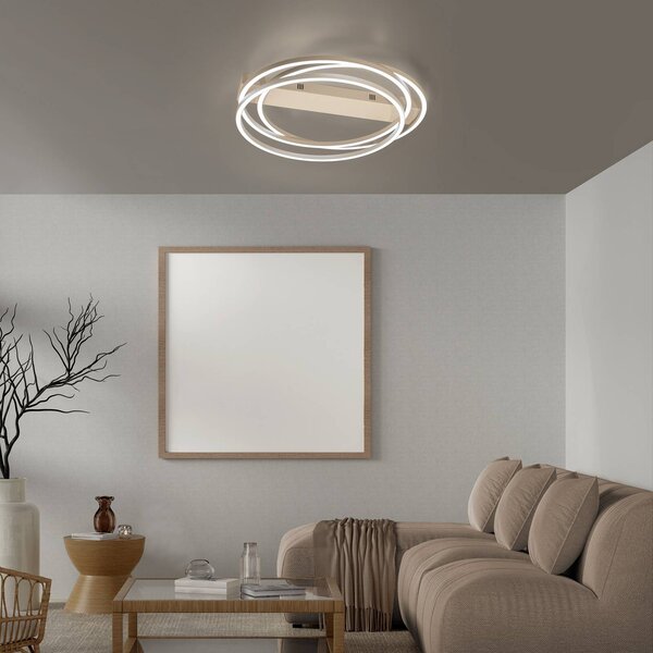 FISCHER & HONSEL Lampa sufitowa LED Kiku, możliwość ściemniania, kremowy / amber, salon / jadalnia, metal, nowoczesny