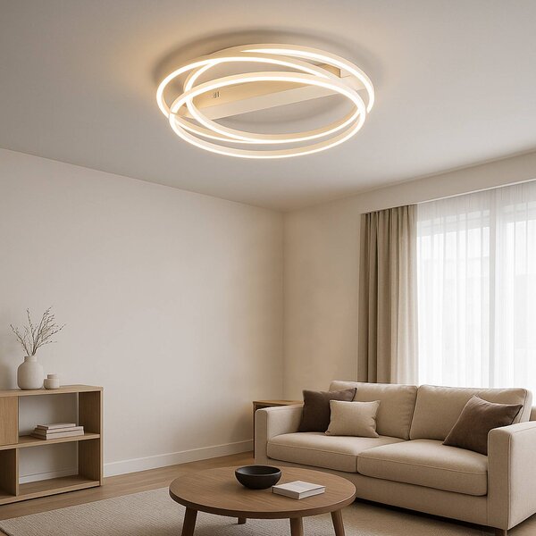 FISCHER & HONSEL Lampa sufitowa LED Kiku, możliwość ściemniania, kremowy / amber, salon / jadalnia, metal, nowoczesny