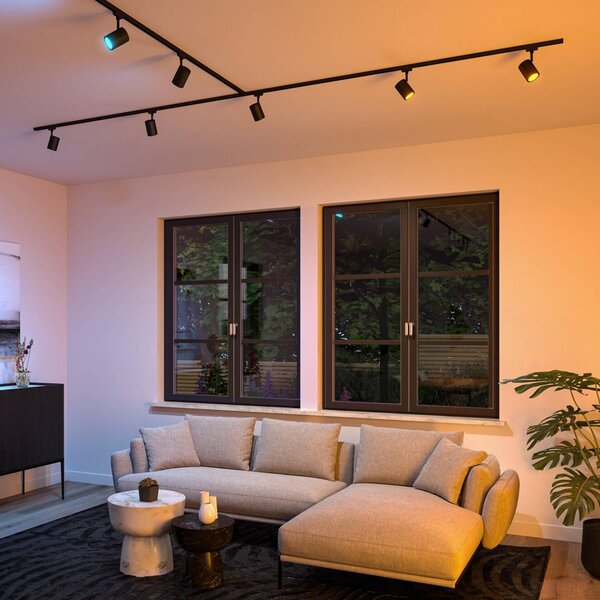 Paulmann URail Spot LED Luxe Zigbee czarny matowy GU10 Zigbee, możliwość ściemniania, czarny, salon / jadalnia, tworzywo sztuczne, nowoczesny
