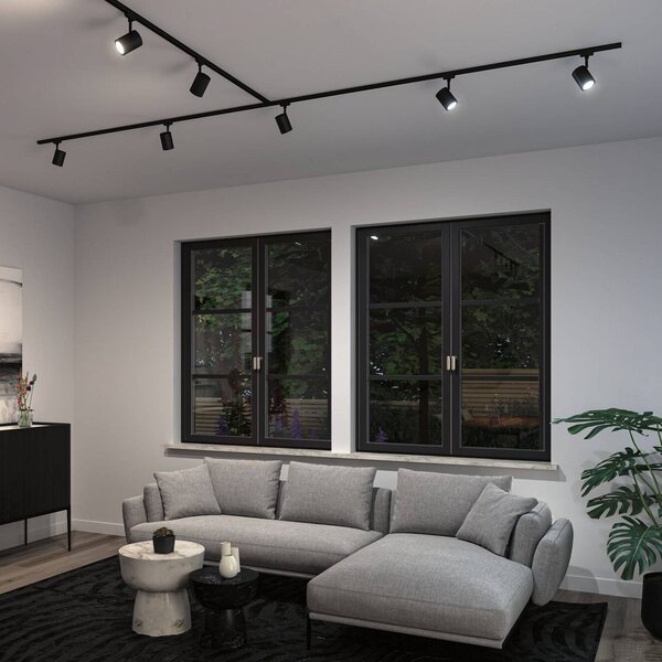 Paulmann URail Spot LED Luxe Zigbee czarny matowy GU10 Zigbee, możliwość ściemniania, czarny, salon / jadalnia, tworzywo sztuczne, nowoczesny