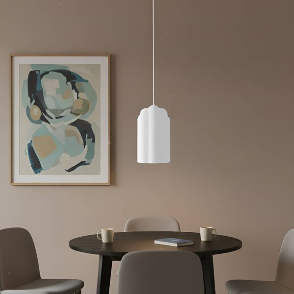 Lampa wisząca szklana Lunja Lucande, biały / opal, salon / jadalnia, szkło, nowoczesny