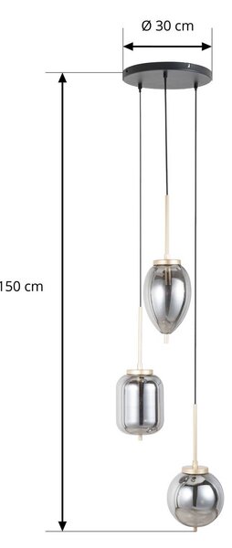 Lampa wisząca szklana Elani Lucande, możliwość ściemniania, czarny, salon / jadalnia, szkło, nowoczesny