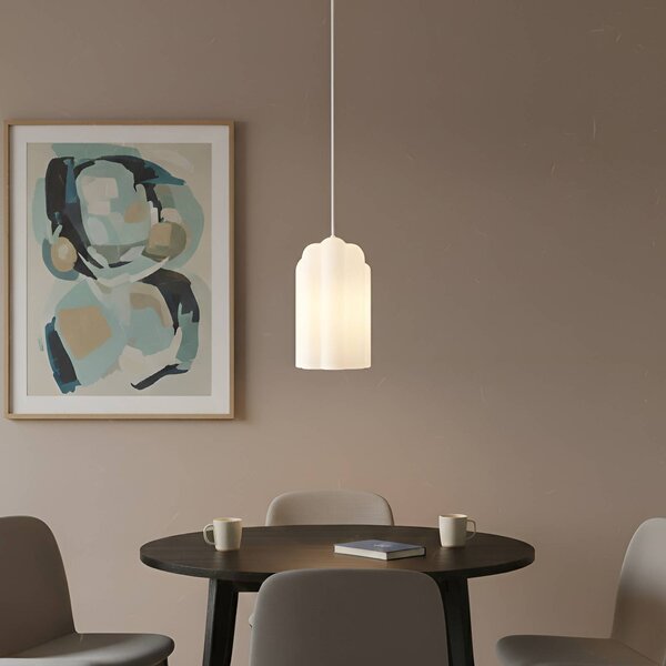 Lampa wisząca szklana Lunja Lucande, biały / opal, salon / jadalnia, szkło, nowoczesny