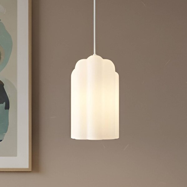 Lampa wisząca szklana Lunja Lucande, biały / opal, salon / jadalnia, szkło, nowoczesny