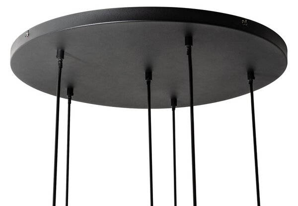 Lampa wisząca szklana Elani Lucande, możliwość ściemniania, czarny, salon / jadalnia, szkło, nowoczesny