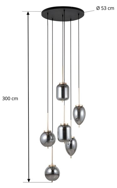 Lampa wisząca szklana Elani Lucande, możliwość ściemniania, czarny, salon / jadalnia, szkło, nowoczesny