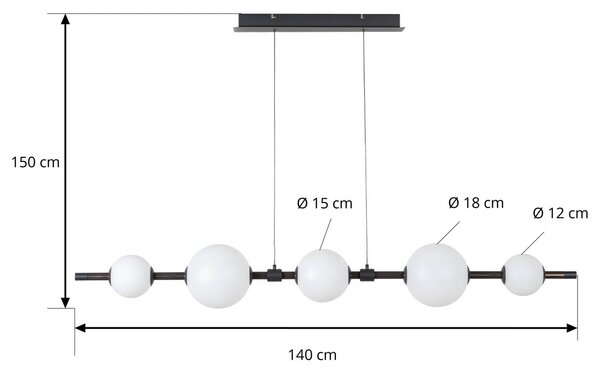 Lampa wisząca Tanira Lucande, możliwość ściemniania, czarny, salon / jadalnia, metal, nowoczesny