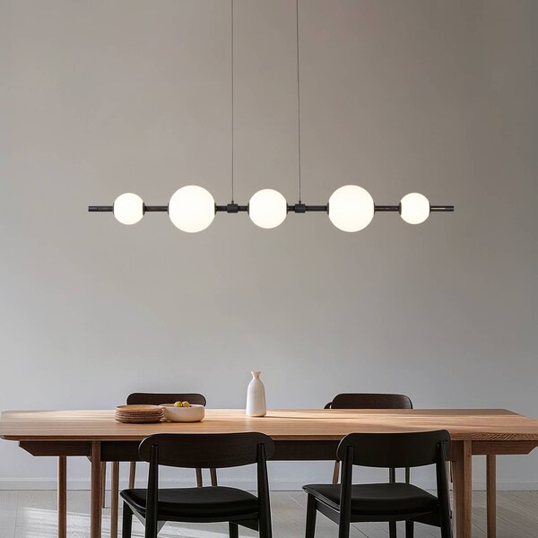 Lampa wisząca Tanira Lucande, możliwość ściemniania, czarny, salon / jadalnia, metal, nowoczesny