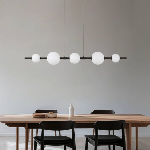 Lampa wisząca Tanira Lucande, możliwość ściemniania, czarny, salon / jadalnia, metal, nowoczesny