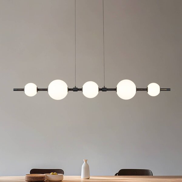 Lampa wisząca Tanira Lucande, możliwość ściemniania, czarny, salon / jadalnia, metal, nowoczesny
