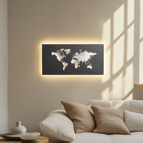 Kinkiet LED World Lucande, czarny, salon / jadalnia, metal, nowoczesny