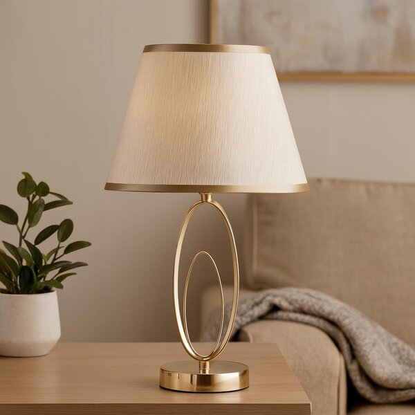 Lampa stołowa GLAM FLUSH, metalowa, złota, Ø 24x47 cm