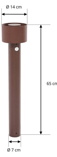 Słupek oświetleniowy LED Arcchio Milten, 65 cm, kolor rdzawy, stopień ochrony Milten, brązowy / rdzawy, aluminium, nowoczesny
