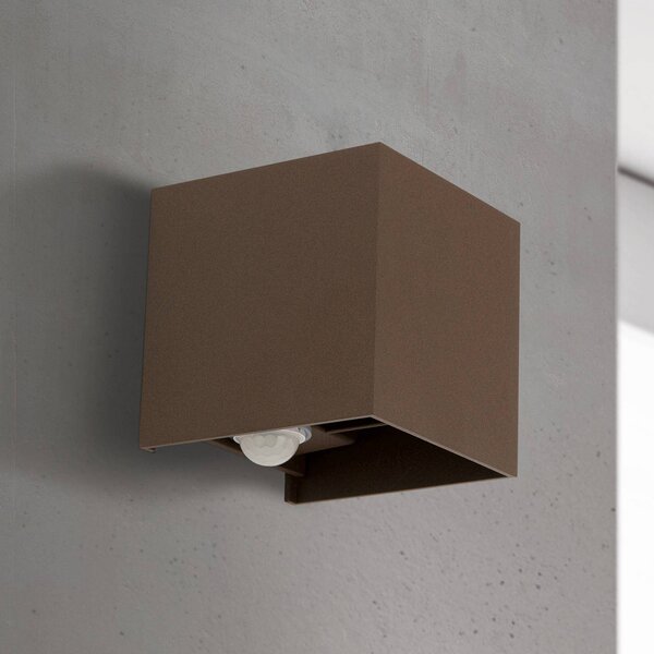 ORION Lampa zewnętrzna z czujnikiem ruchu Cube-S, brązowy / rdzawy, aluminium, nowoczesny