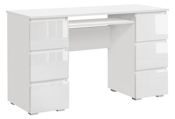 Lakierowane białe biurko komputerowe - Aglo 2X