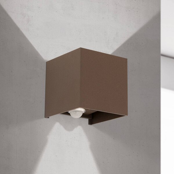 ORION Lampa zewnętrzna z czujnikiem ruchu Cube-S, brązowy / rdzawy, aluminium, nowoczesny
