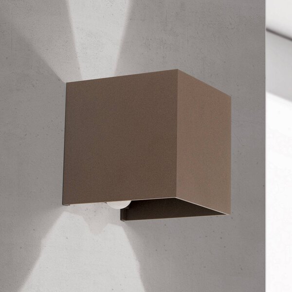 ORION Lampa zewnętrzna z czujnikiem ruchu Cube-S, brązowy / rdzawy, aluminium, nowoczesny