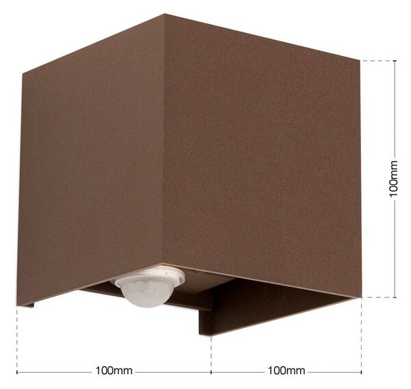 ORION Lampa zewnętrzna z czujnikiem ruchu Cube-S, brązowy / rdzawy, aluminium, nowoczesny