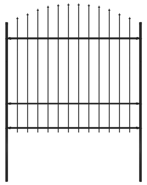 Panel ogrodzeniowy z grotami, stal, (1,5-1,75) x 1,7 m, czarny