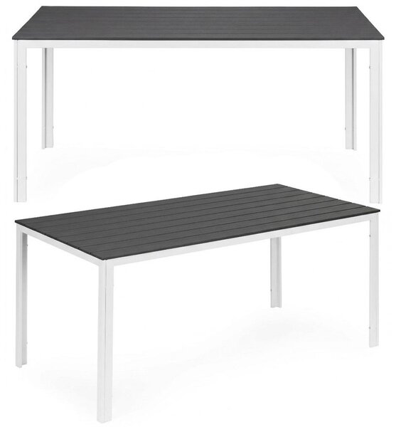 Stół ogrodowy 6-osobowy 156x78 cm polywood meble na taras szare białe MultiGarden