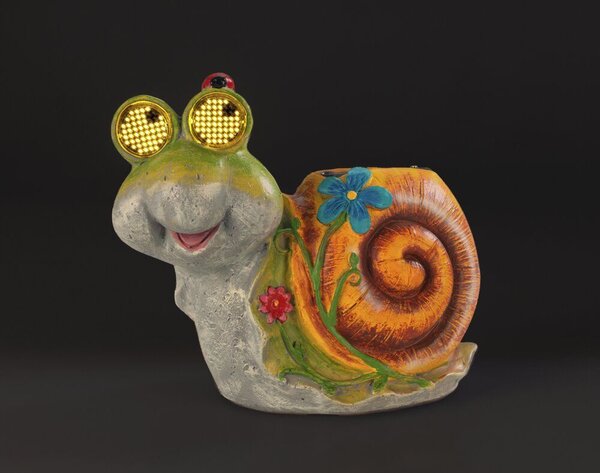 Solarna figurka ogrodowa ślimak LED, ze świecącymi oczami, 21 x 18,5 cm