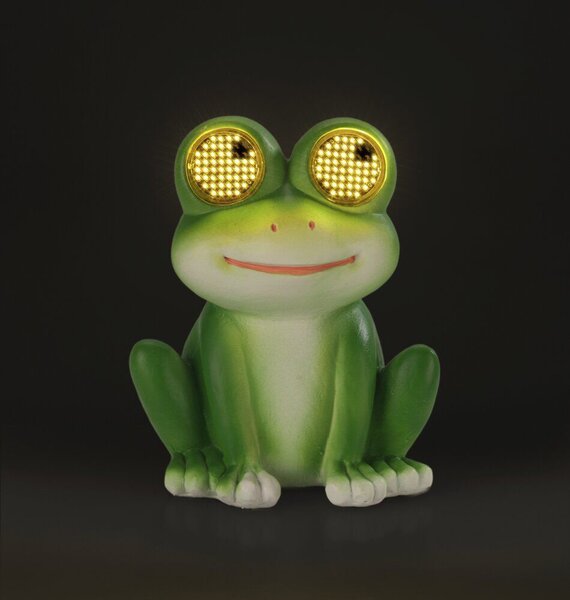 Solarna figurka ogrodowa żaba LED, ze świecącymi oczami, 11,8 cm x 13,5 cm