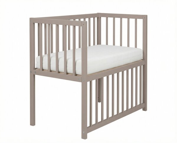 Łóżeczko dziecięce 80x40 bukowe Charlie taupe opuszczany bok + materac