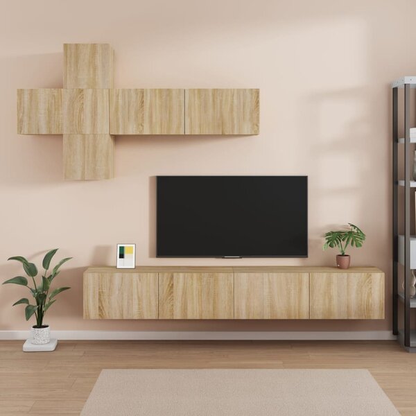 Zestaw 7 szafek TV, dąb sonoma, materiał drewnopochodny