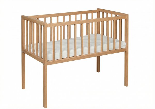 Łóżeczko dziecięce 80x40 bukowe Charlie taupe opuszczany bok + materac