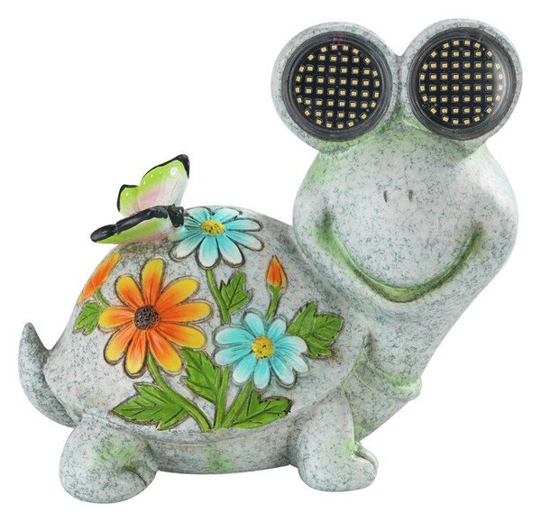 Figurka ogrodowa solarna, żółw ze świecącymi oczami LED, 17 x 20 cm